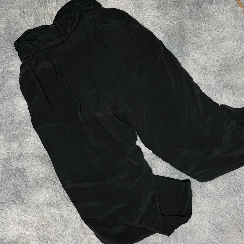 Vintage Sunny Leigh Black Silk Pants Women’s Medium High Rise Trousers